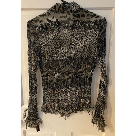 Violet & Claire Fringe Front blouse in size S in Cheetah/Floral Print NWT - Picture 2 of 6